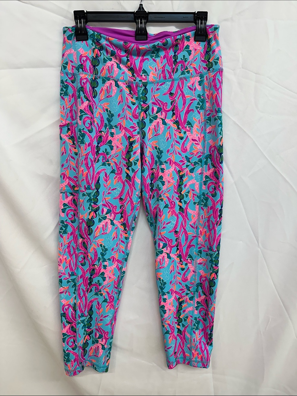 Lilly Pulitzer Aqua & Pink Floral Kids Leggings